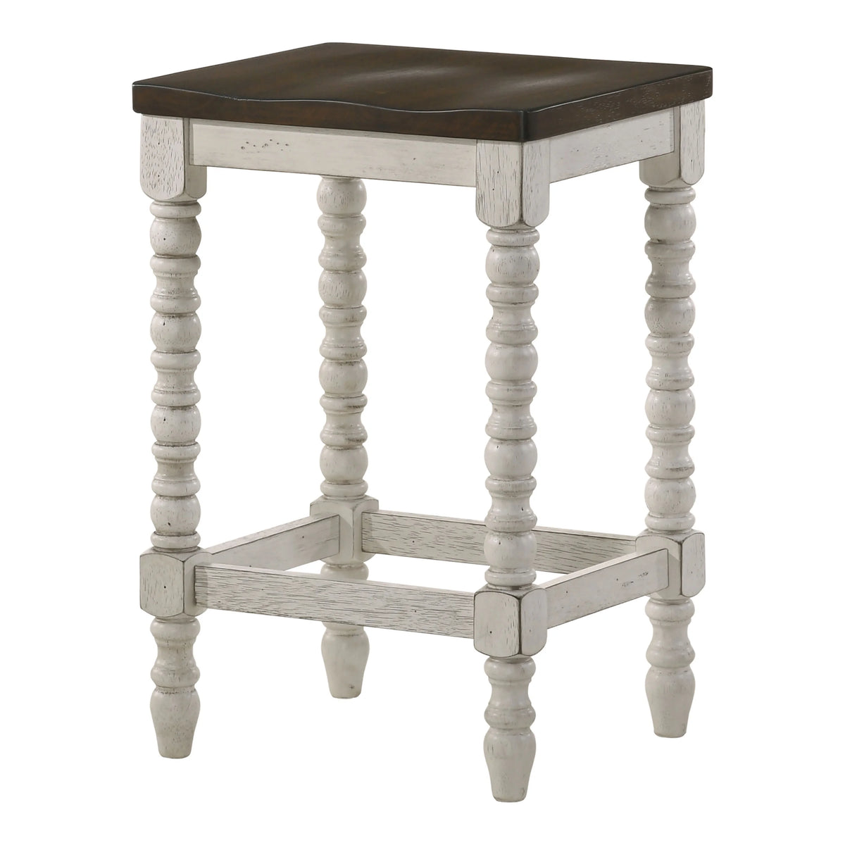 Dark Walnut and Antique White Counter Height Stools Set of 2 C16678