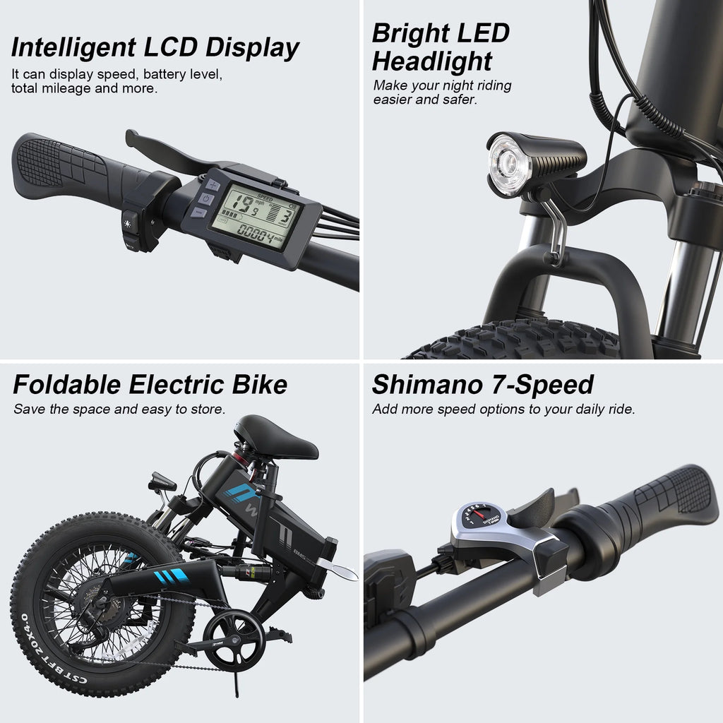 20''X4.0 Fat Tire 500W 20MPH Foldable Electric Bike O227