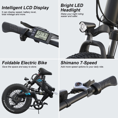 20''X4.0 Fat Tire 500W 20MPH Foldable Electric Bike O227