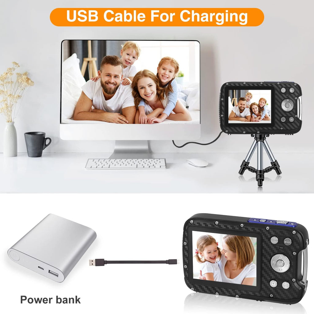 Waterproof Digital Camera 16MP HD 1080P Underwater Camera with Rechargeable Battery E50067