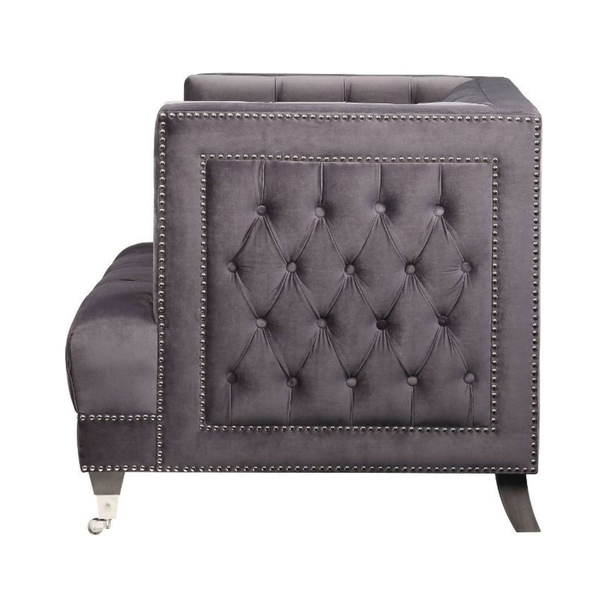 Gray Velvet Chair with Pillow T4824