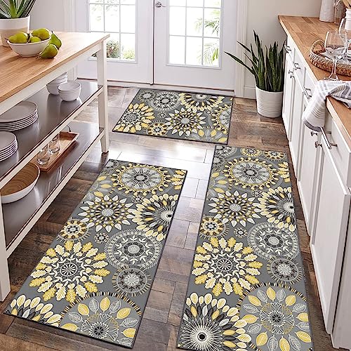 Farmhouse Kitchen Rugs Sets of 3, Non Slip Washable Kitchen Mat S622