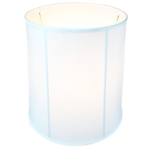 14"x16"x17" Tall Drum Lampshade with White Shantung Fabric K2884