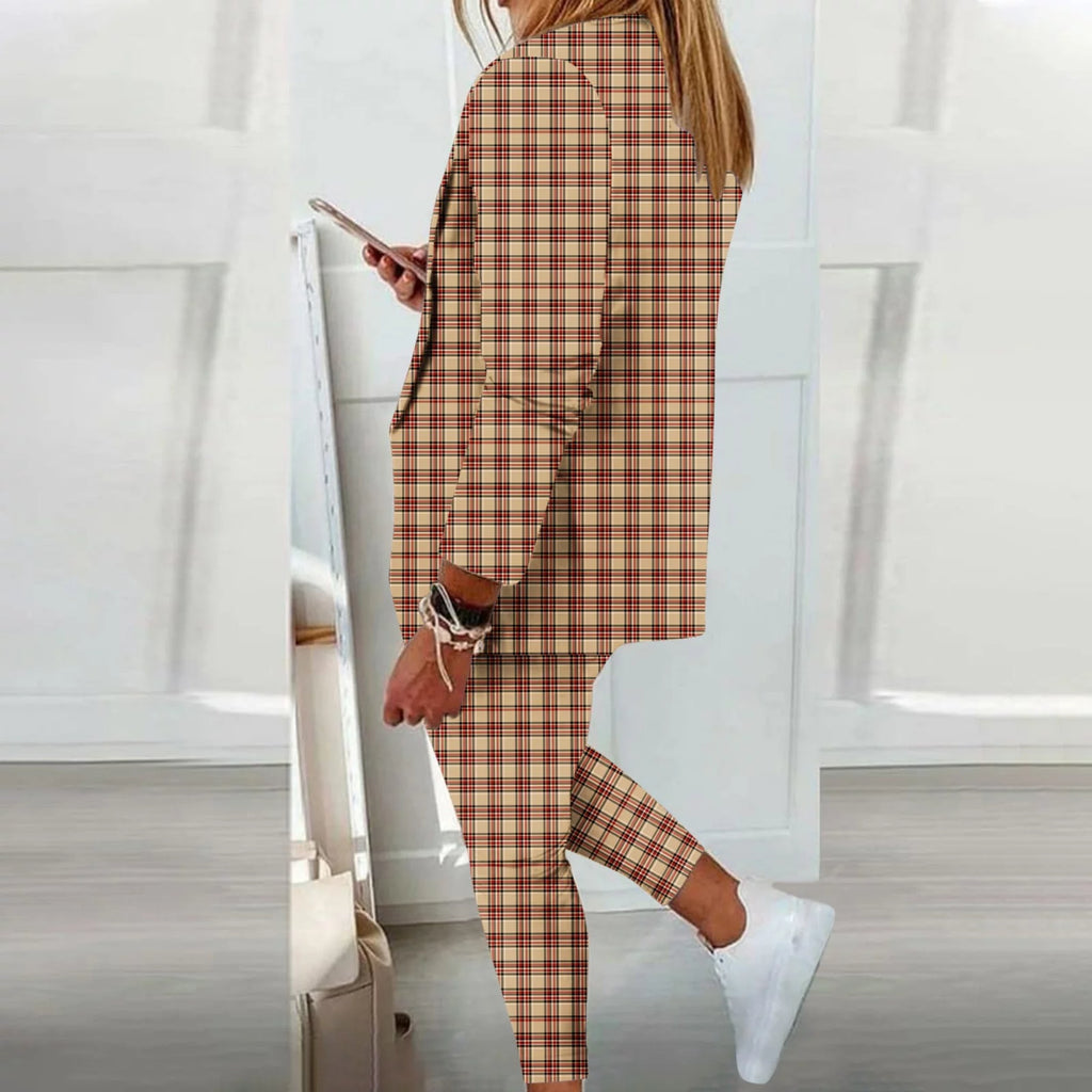 Women's Casual Long Sleeved Slim Fitting Drawstring Suit Pants Set U295