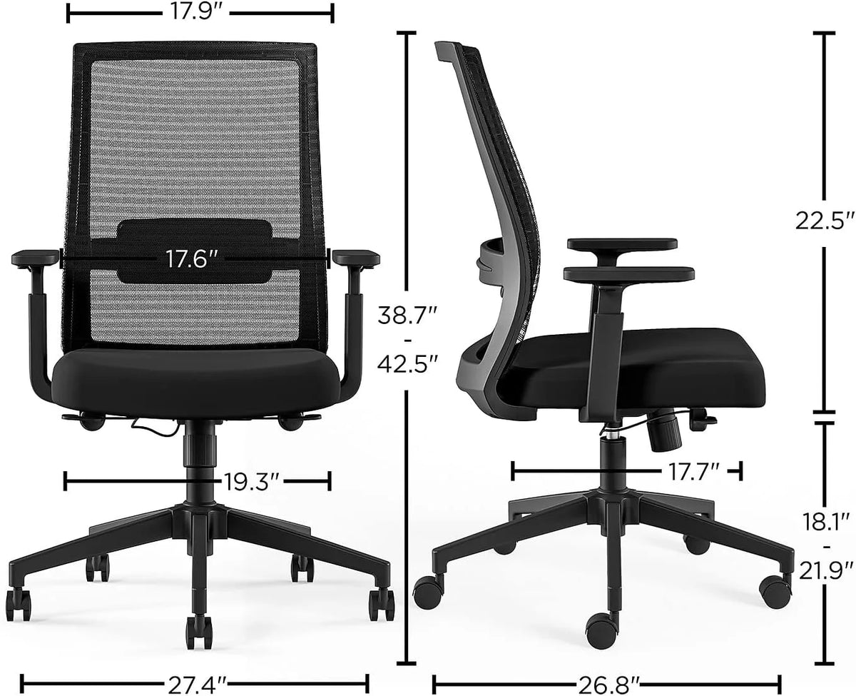 Black Fabric Mesh Swivel Task Chair, 2/Pack I1242