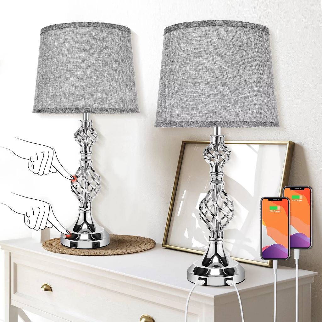 Gray Set of 2 Touch Control Dimmable Table Lamps G88071