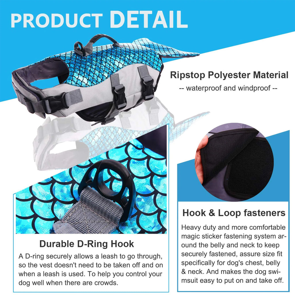 Reflective Dog Life Jacket with Rescue Handle Q386197
