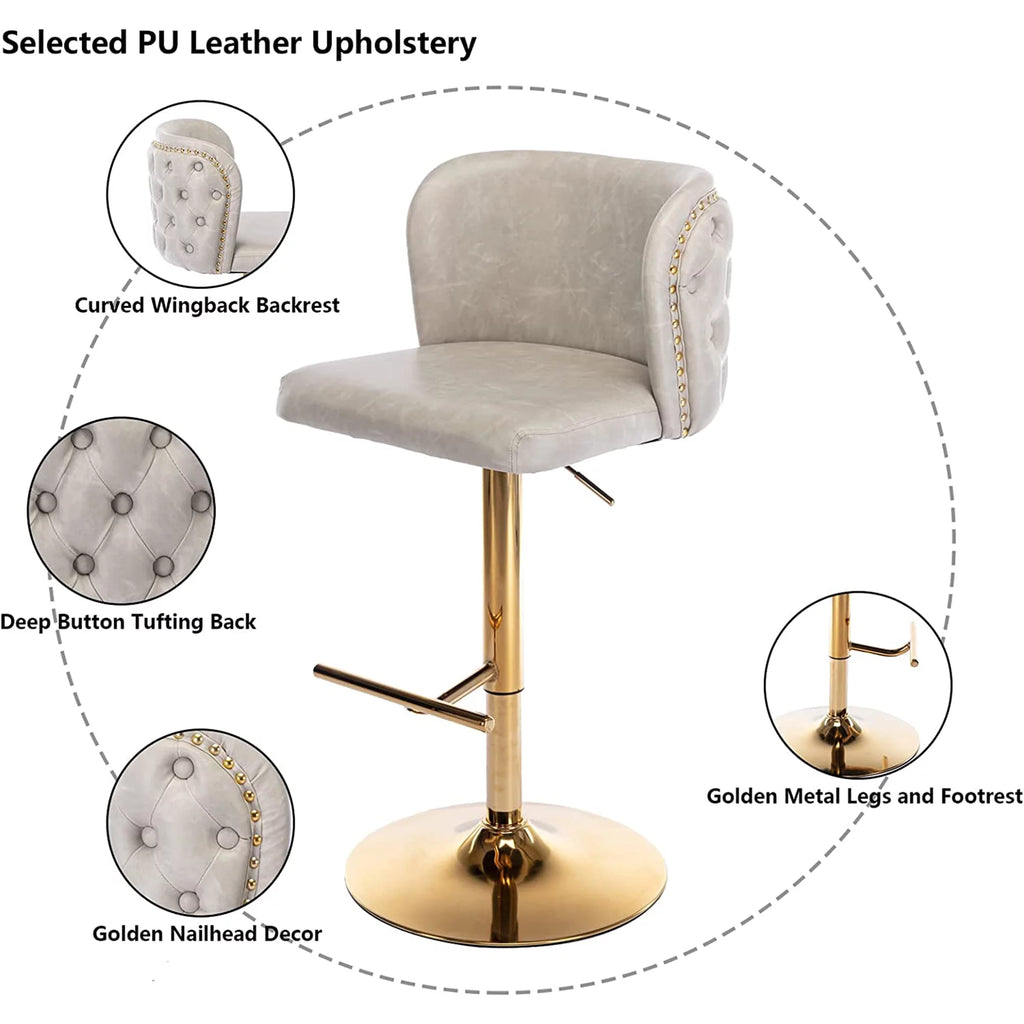 Beige Upholstered Bar Stools Set of 2 M272