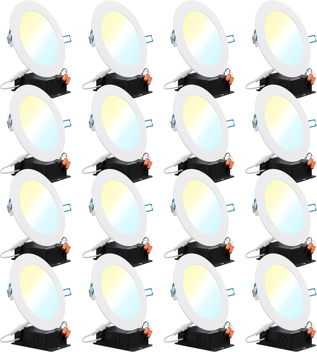16 Pack 6 Inch LED Recessed Ceiling Lights Slim, 3000K Warm White, Dimmable M4031
