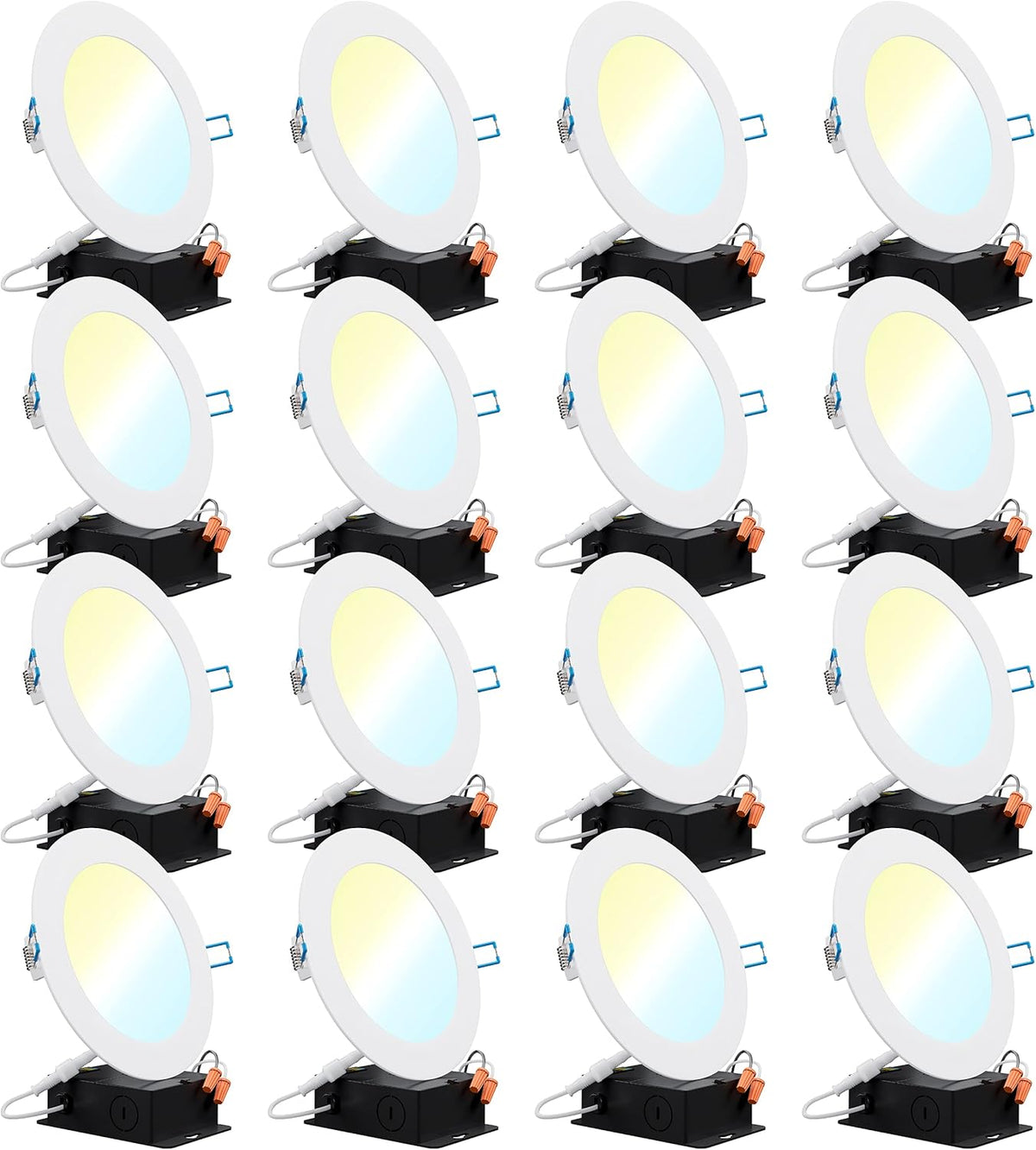 16 Pack 6 Inch LED Recessed Ceiling Lights Slim, 3000K Warm White, Dimmable M4031