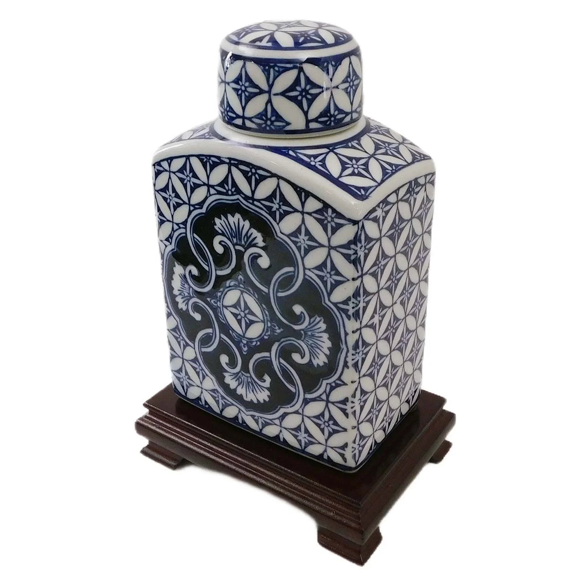Blue and White Rectangular Tea Jar C995490