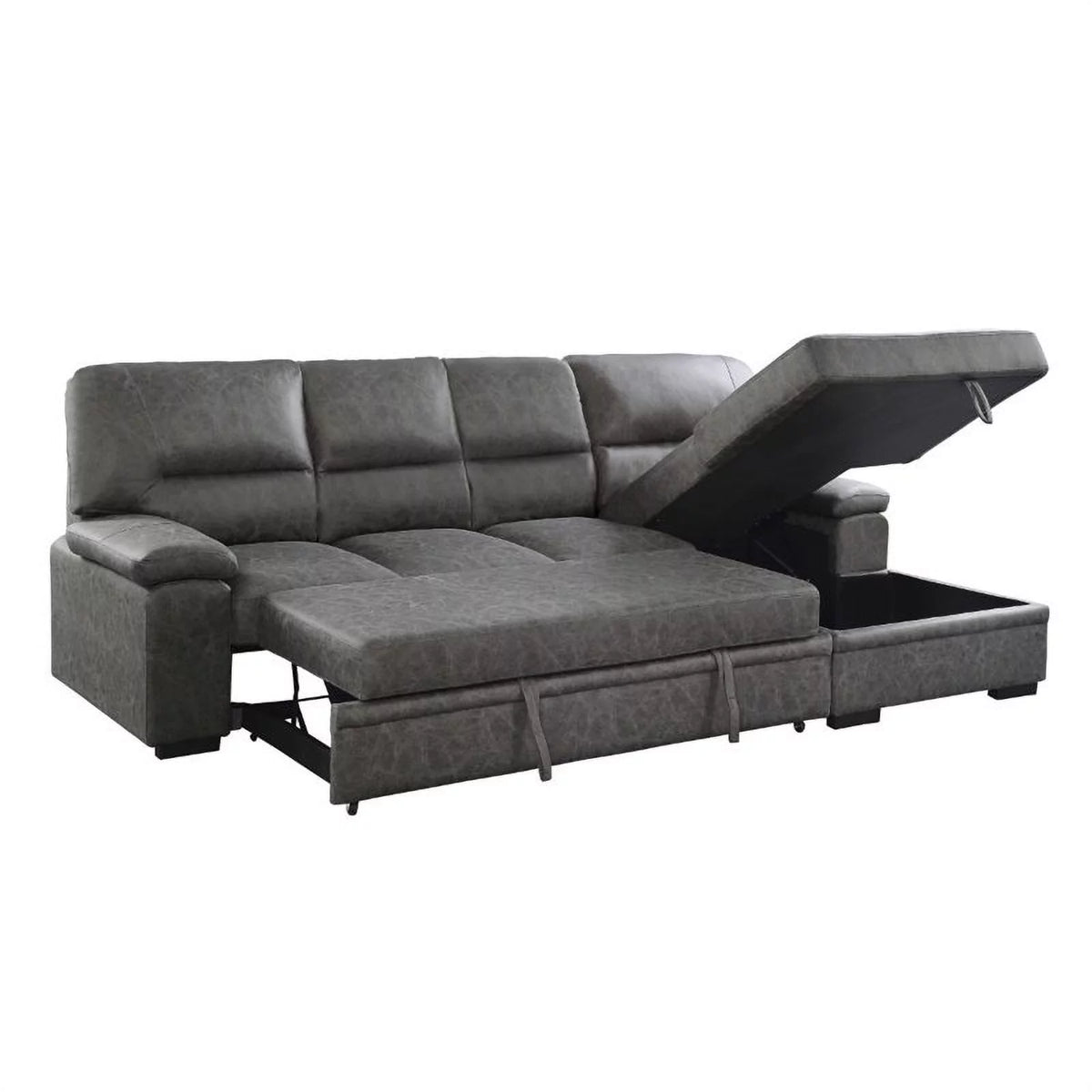 Dark Gray Microfiber Sectional with Right Chaise C18876