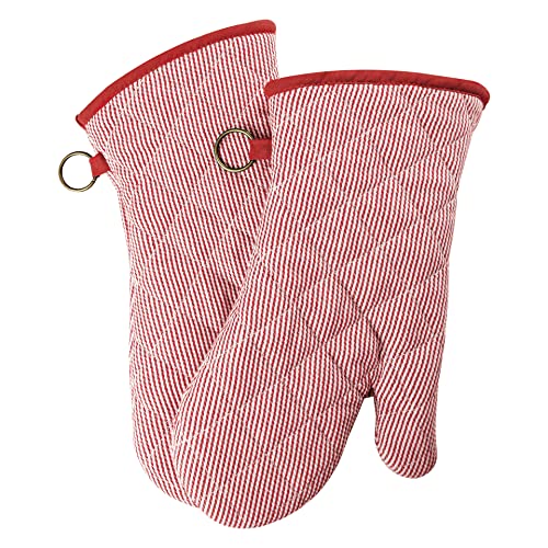 1 Pair 100% Cotton Heat Resistant Oven Mitts L4484