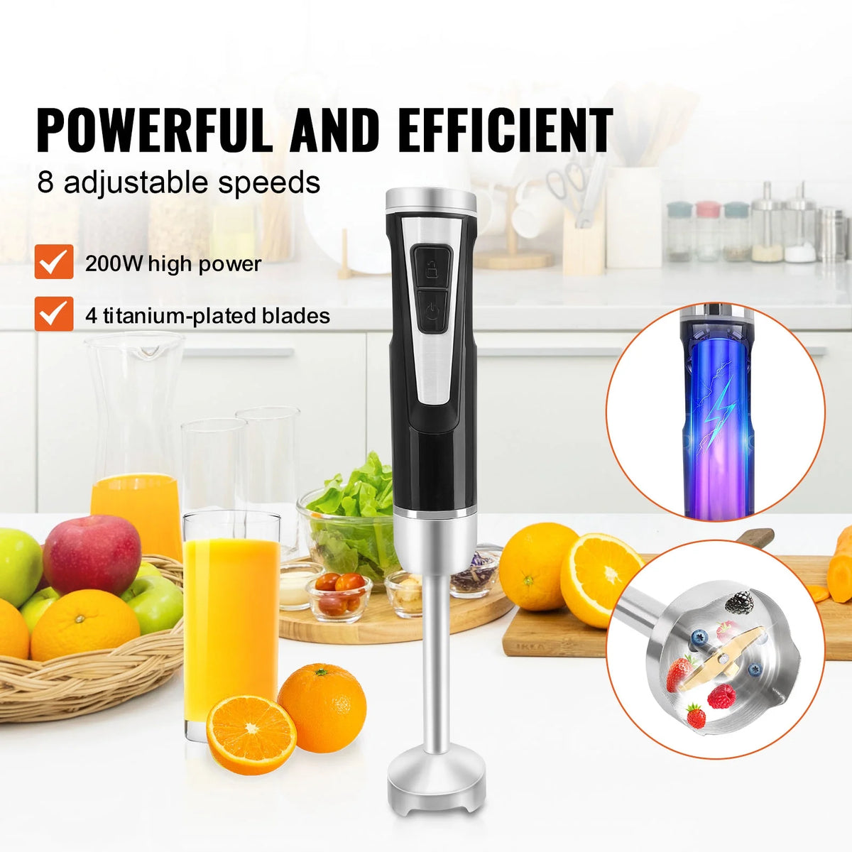 Commercial Immersion Blender 200W 8-Speed M621