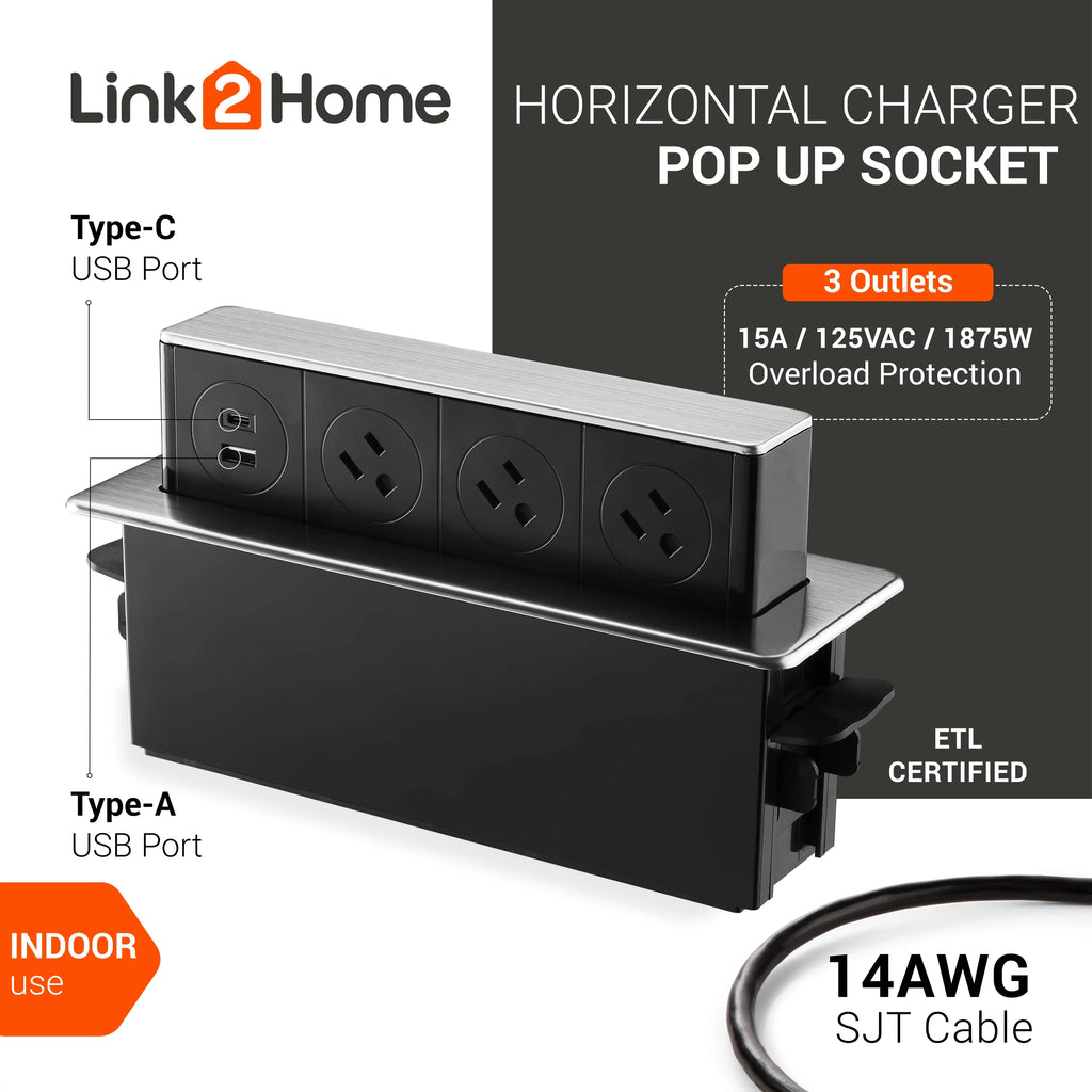 Pop up Outlet with 2 USB Ports & 3 Outlets G79859