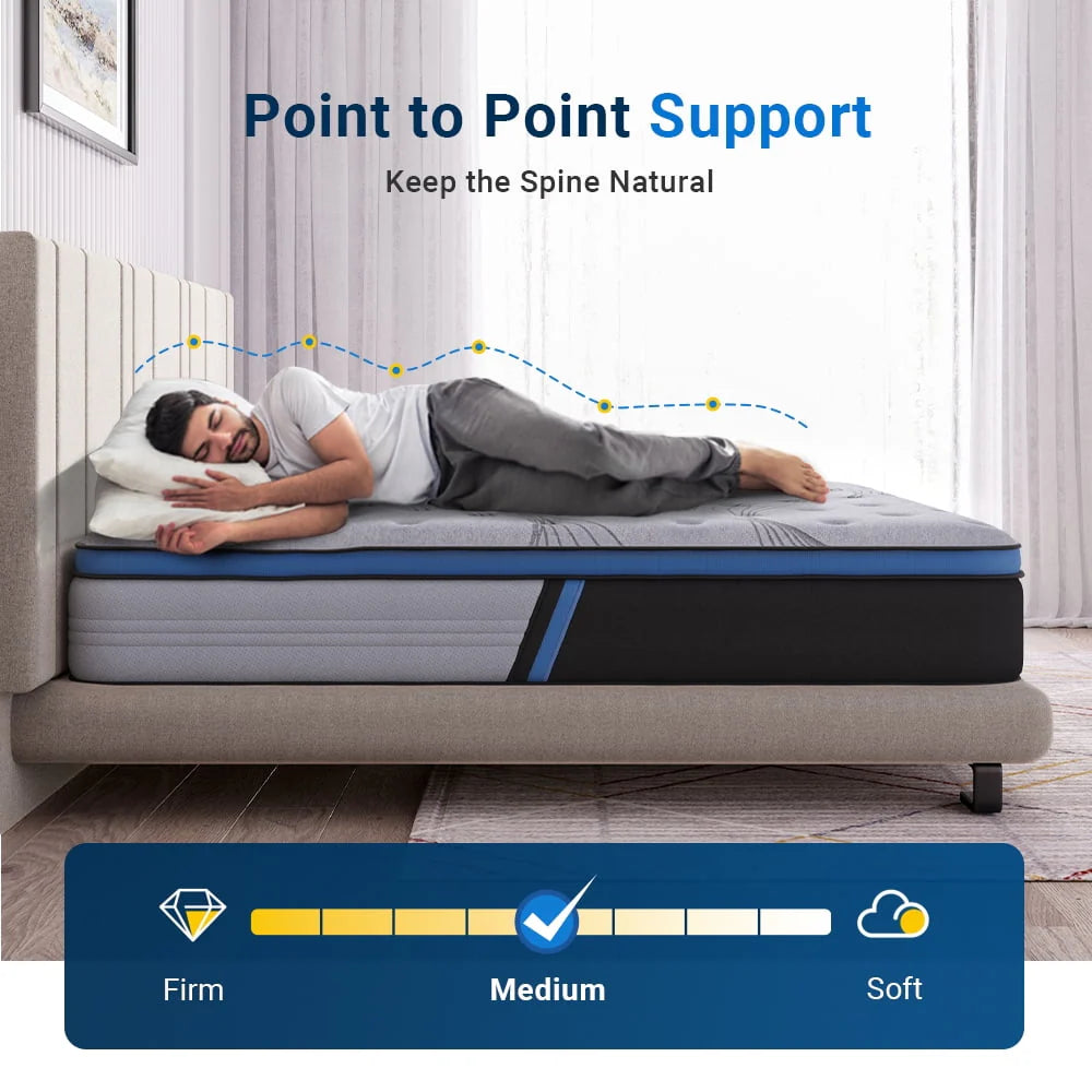 Queen Size 12-Inch Hybrid Gel Memory Foam Pillow Top Mattress M104821