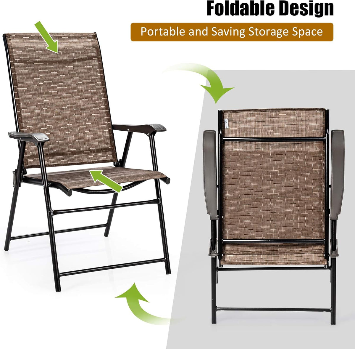 2-Pack Patio Dining Chairs with Armrest P871048