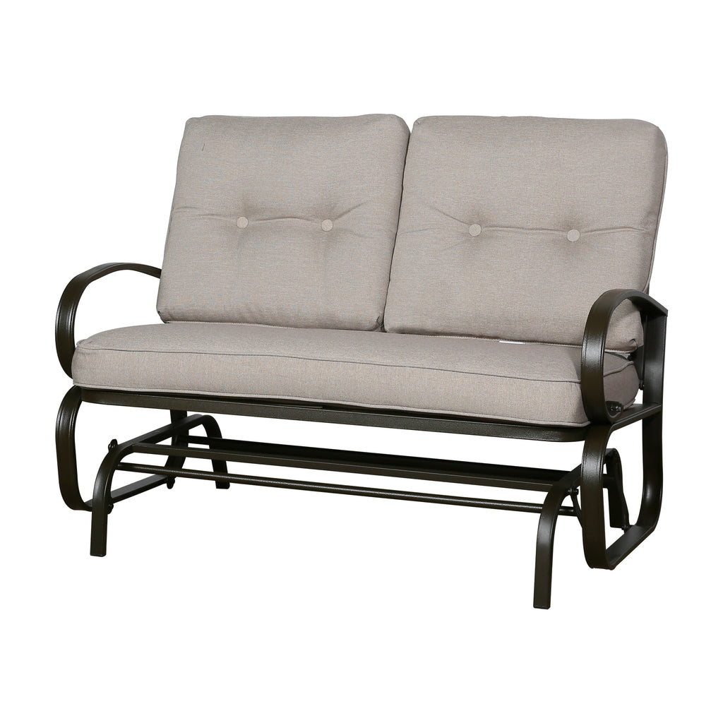Beige 2-Person Outdoor Steel Glider Chair N349