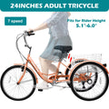 24" 7-Speed 3 Wheel Adult Tricycle with Baskets, Orange G953644