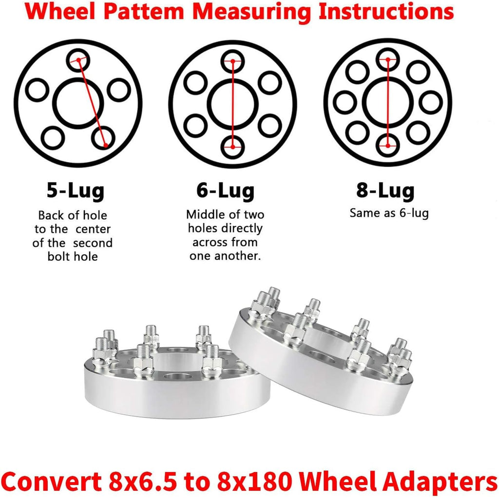 2pcs 8x6.5 to 8x180 Wheel Adapters, 1.5 Inch, Chrome H21011