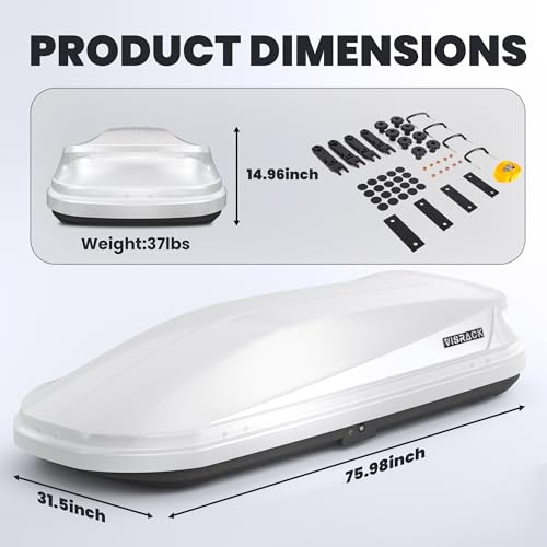 White 21 Cubic Feet Rooftop Cargo Box Carrier with Dual Side Opening D551716