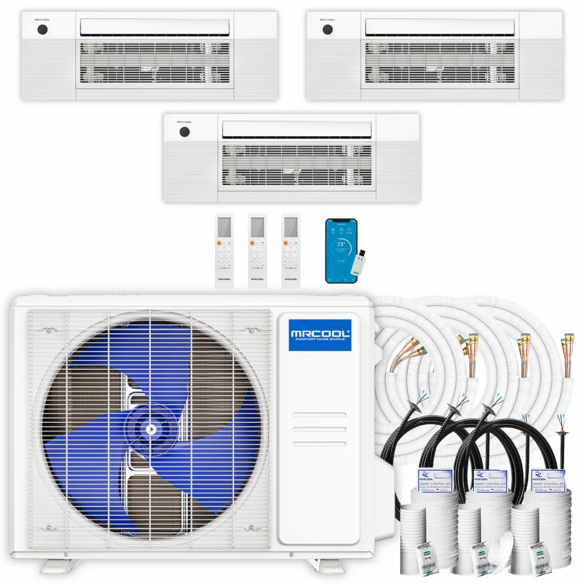 27,000 BTU 3 Zone Ceiling Cassette Ductless Air Conditioner and Heat Pump C55067