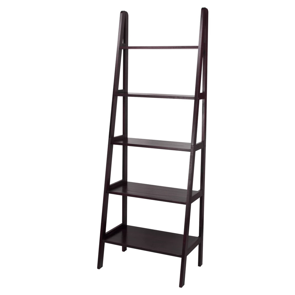 Espresso 5-Shelf Ladder Bookcase D499