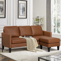 Brown Faux Leather L Shaped Sectional Sofa T1145