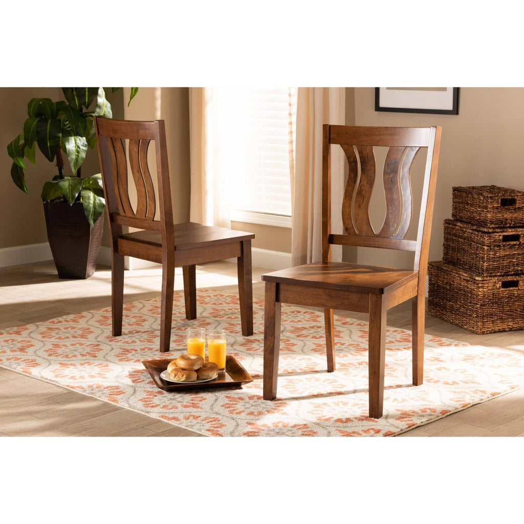 Walnut Brown Finished Wood 2-Piece Dining Chair Set M563108