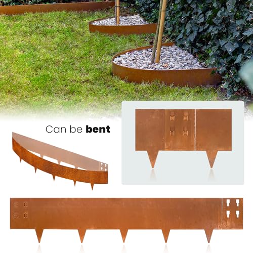 Corten Steel Landscape Edging 40 Inch Strips 8 Inch Depth 6 pcs V543