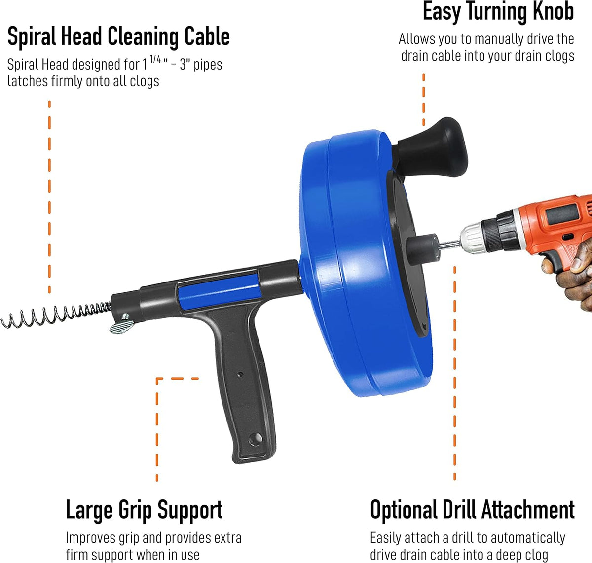 35-FT Steel Drum Auger with Drill Attachment and Storage Bag B9492