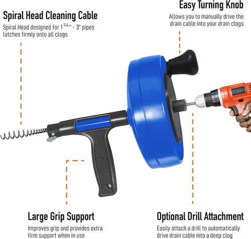 35-FT Steel Drum Auger with Drill Attachment and Storage Bag B9492