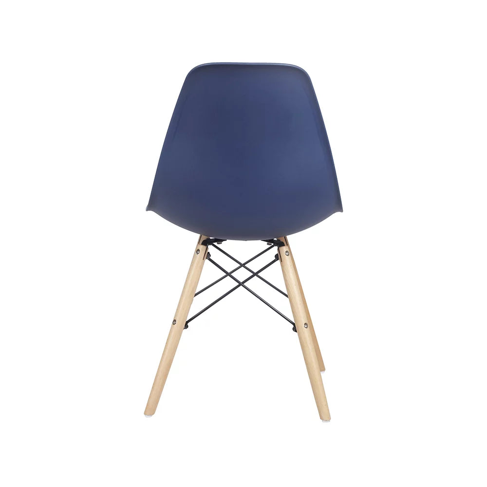 Blue Plastic Dining Chairs with Wood Legs, Set of 4 Q8611