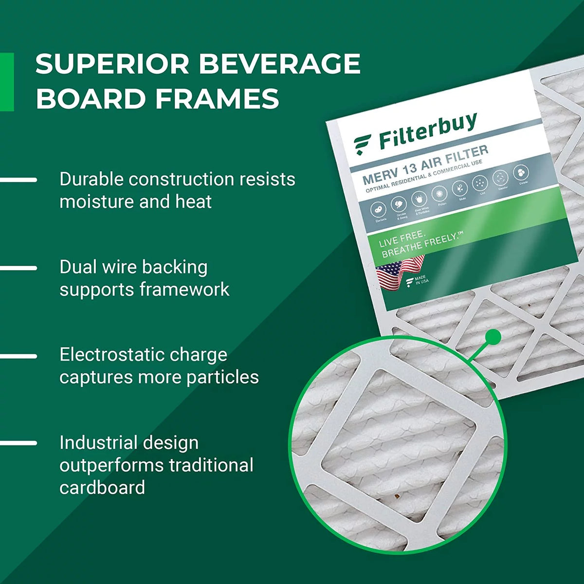 16x25x5 MERV 13 Pleated HVAC Air Filters (3-Pack) F742