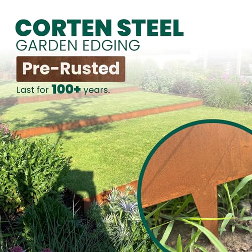 Corten Steel Landscape Edging 40 Inch Strips 8 Inch Depth 6 pcs V543