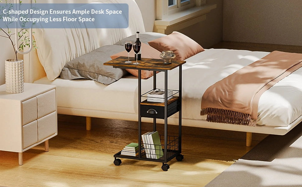 C-Shape Metal End Table with Drawer Z213334