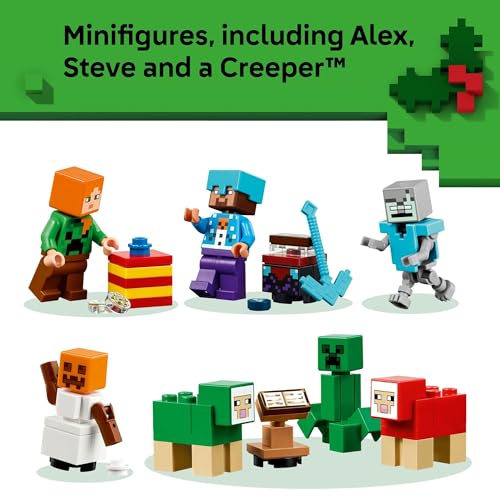 LEGO Minecraft Advent Calendar Building Toy with 24 Buildable Surprises and 8 Minifigures E886257