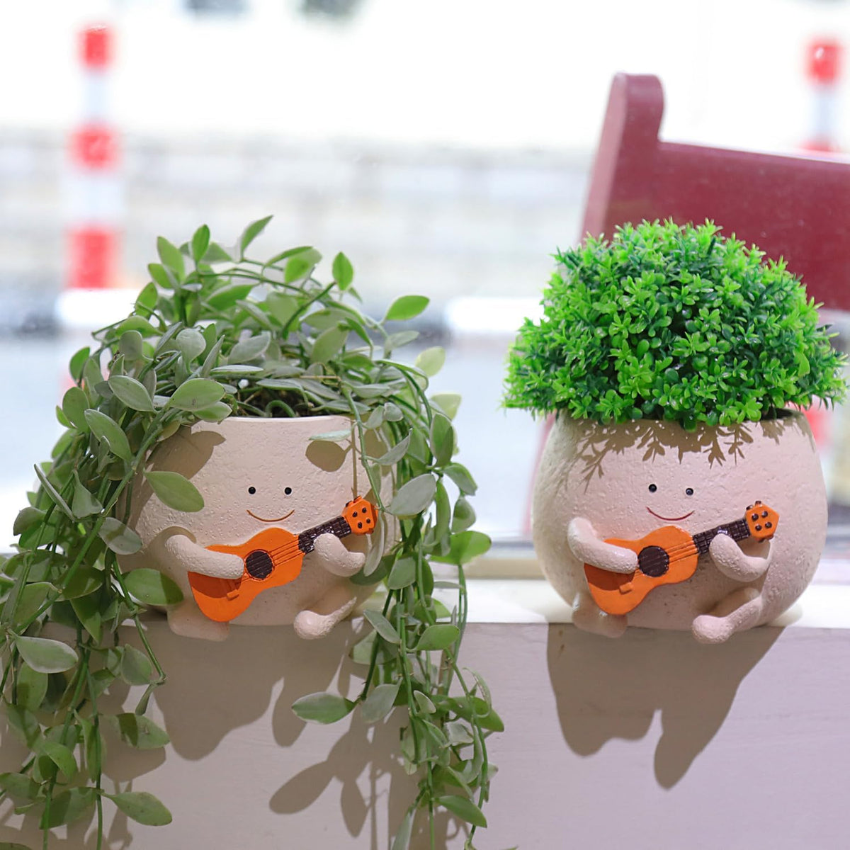 Smiley Guitar Head Succulent Pots with Drainage Hole A4849