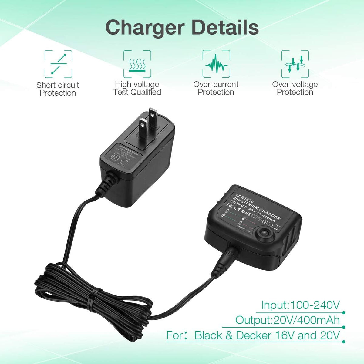 3.0Ah LBXR20 Battery 2Packs for Black & Decker 20V Max Li-ion Cordless Tool W16786