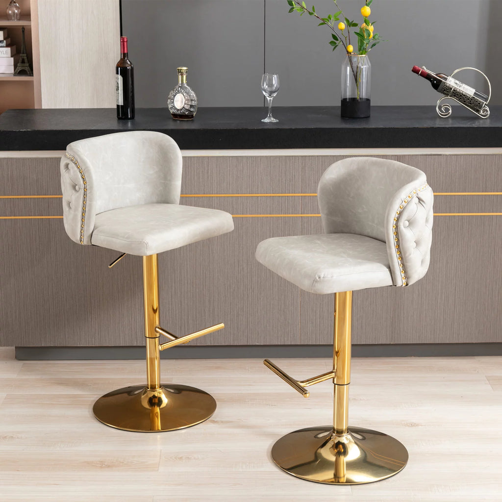 Beige Upholstered Bar Stools Set of 2 M272