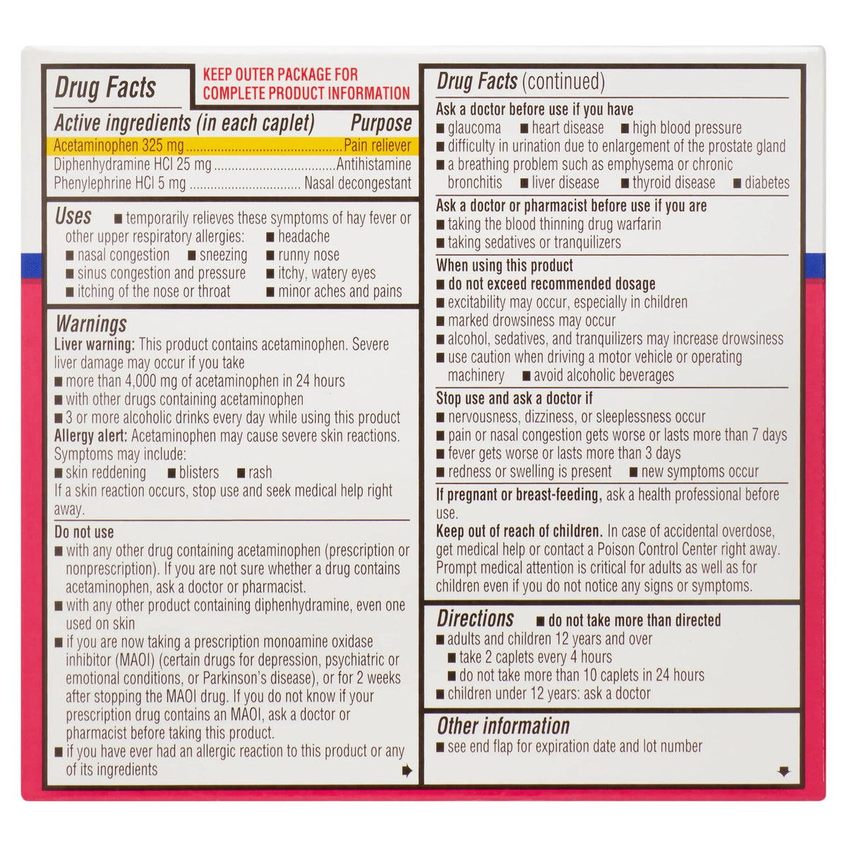 Maximum Strength Severe Allergy Plus Sinus Headache Caplets, 20 Count L2321