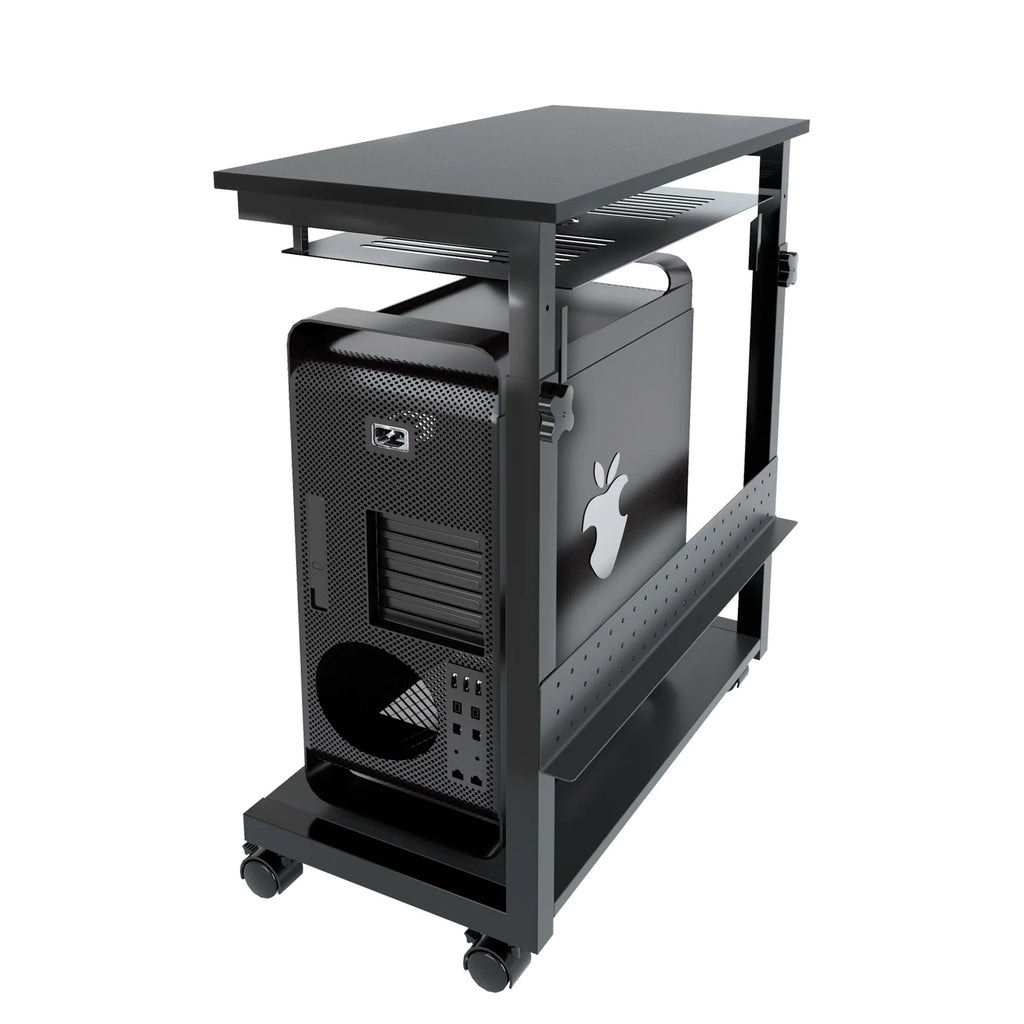 3 Tier Wooden Computer Tower Stand with Rolling Casters A278800