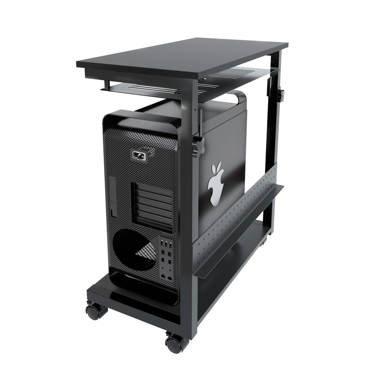 3 Tier Wooden Computer Tower Stand with Rolling Casters A278800