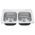 33x22 Double Bowl Stainless Steel 3-Hole Kitchen Sink D384