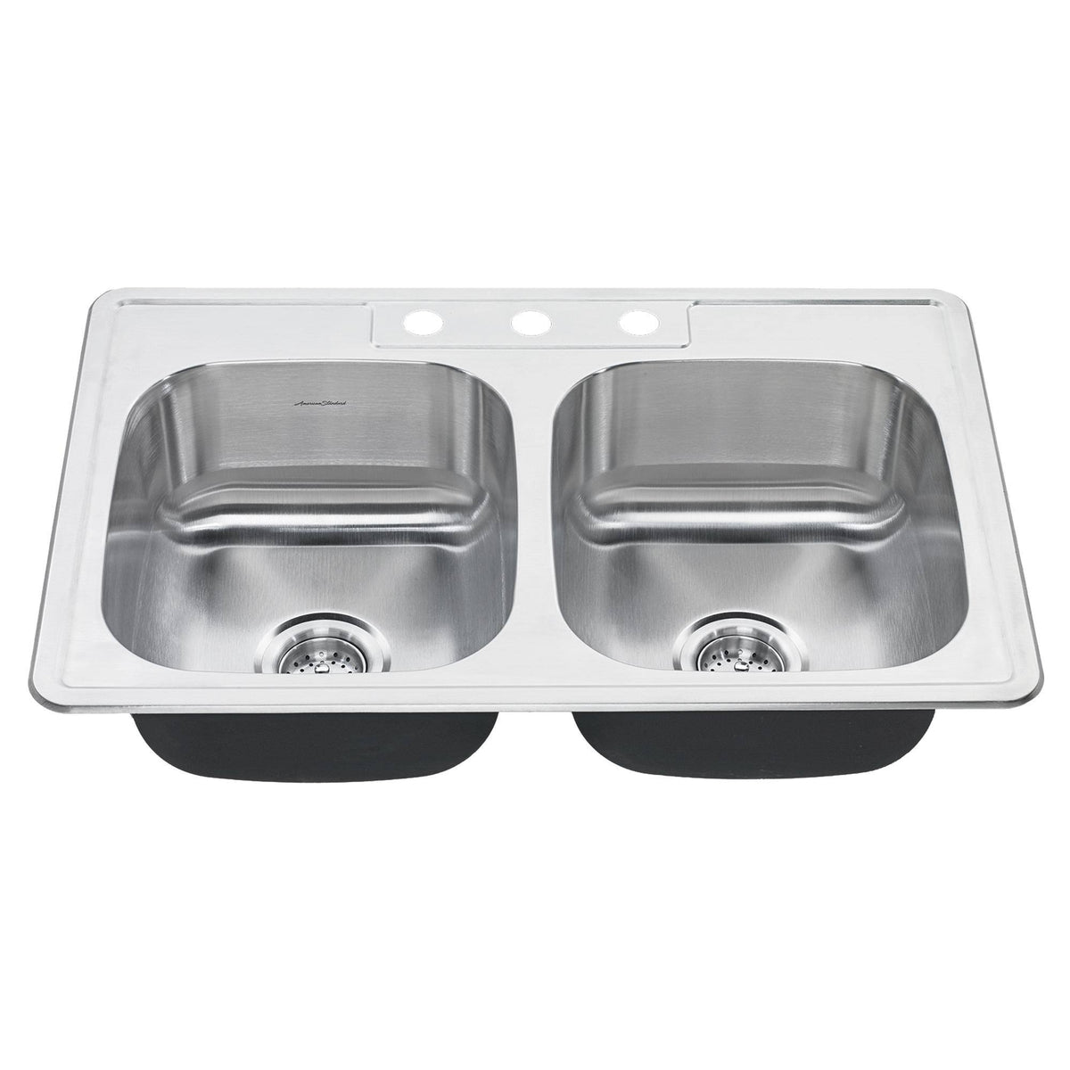33x22 Double Bowl Stainless Steel 3-Hole Kitchen Sink D384