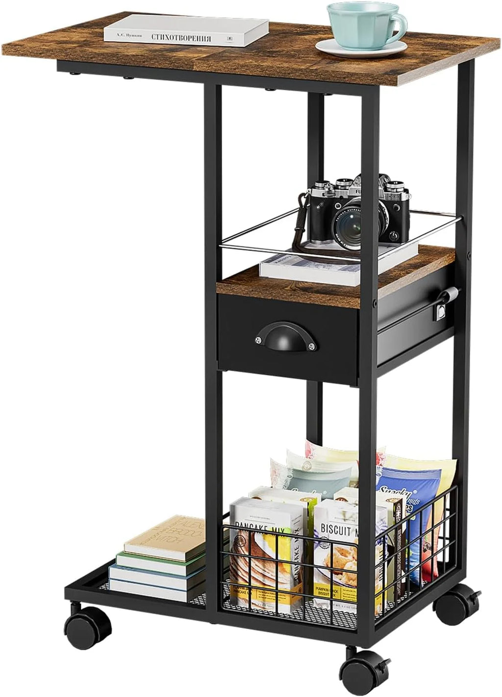 C-Shape Metal End Table with Drawer Z213334