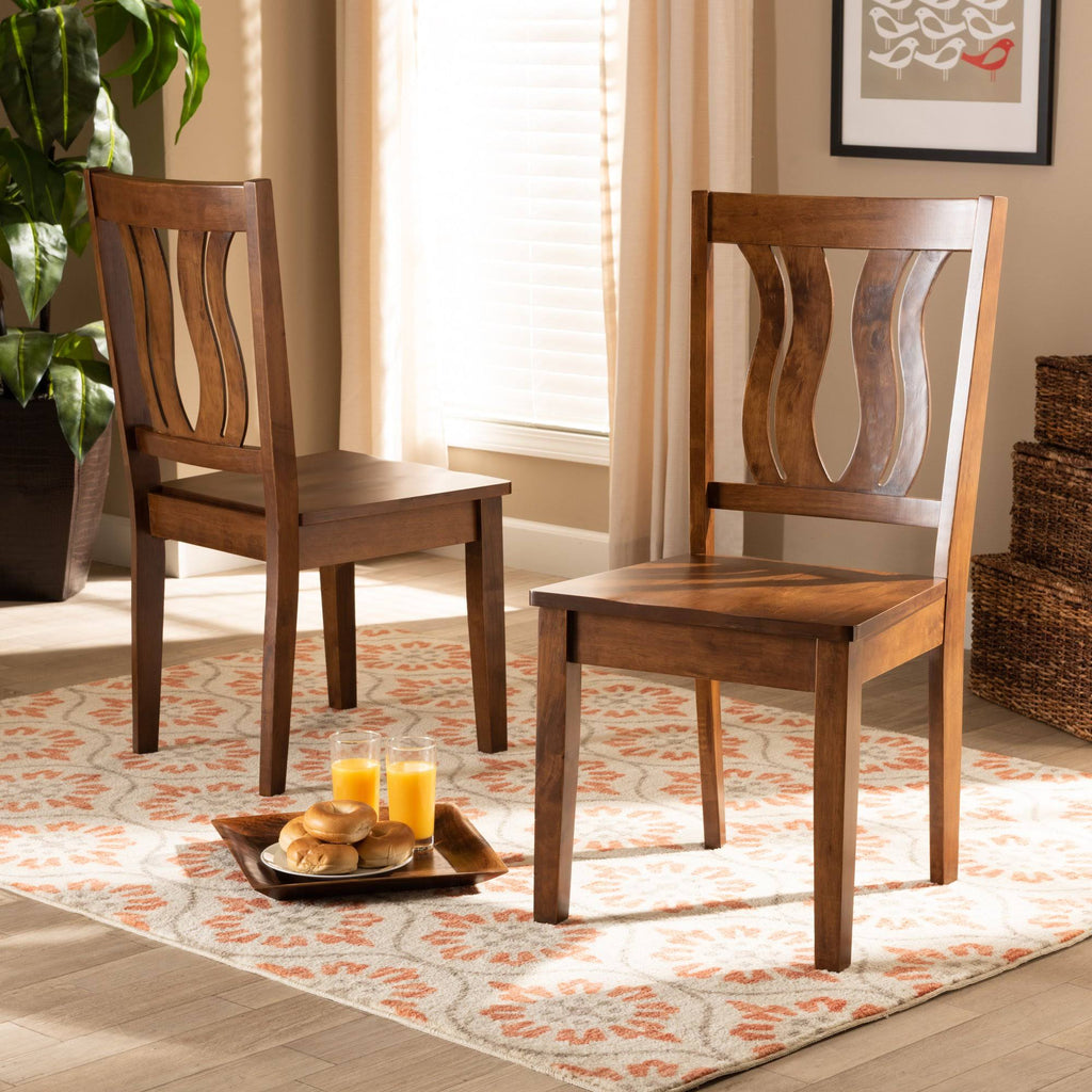 Walnut Brown Finished Wood 2-Piece Dining Chair Set M563108
