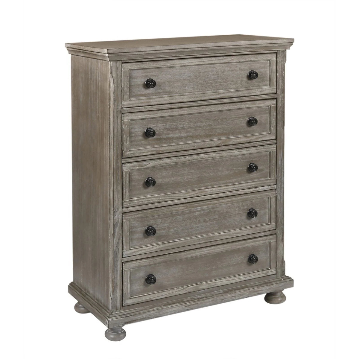 4PC Wood Twin Bedroom Set with Chest in Pewter V58347