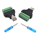 2-pack RJ45 Ethernet 8P8C Male to AV 8 Pin Screw Terminal Adapter Block Plug T7314