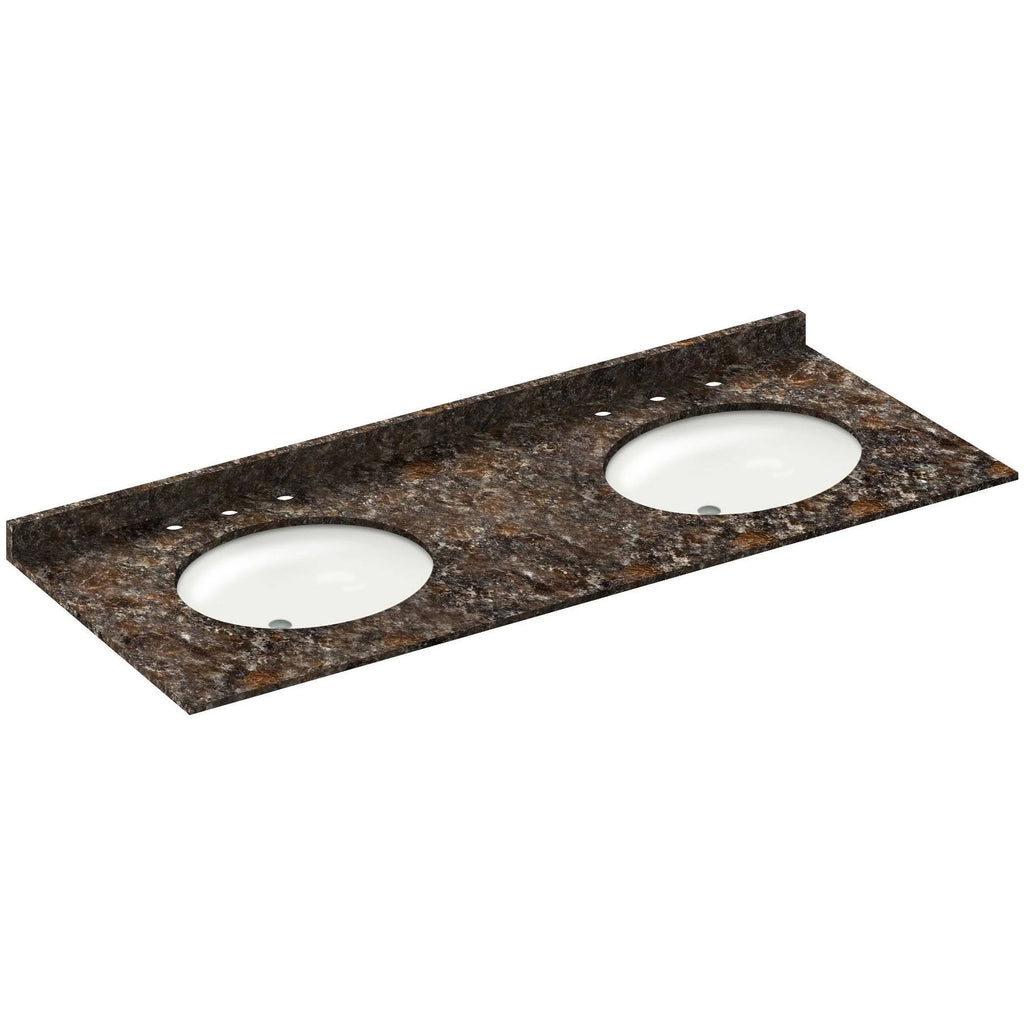 Tan Brown 61W Double Vanity Top with Backsplash P243535